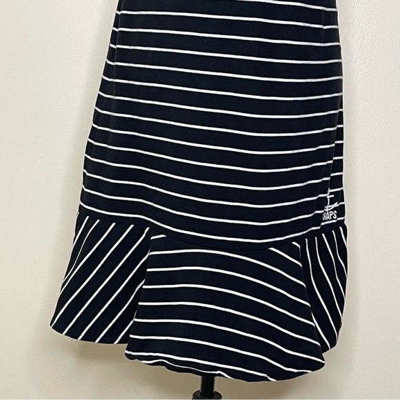 Chaps Black Stripes Clein Flounce Hem Dress US M - Picture 5 of 9